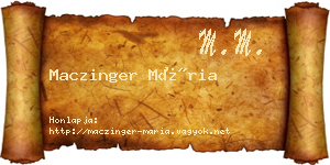 Maczinger Mária névjegykártya